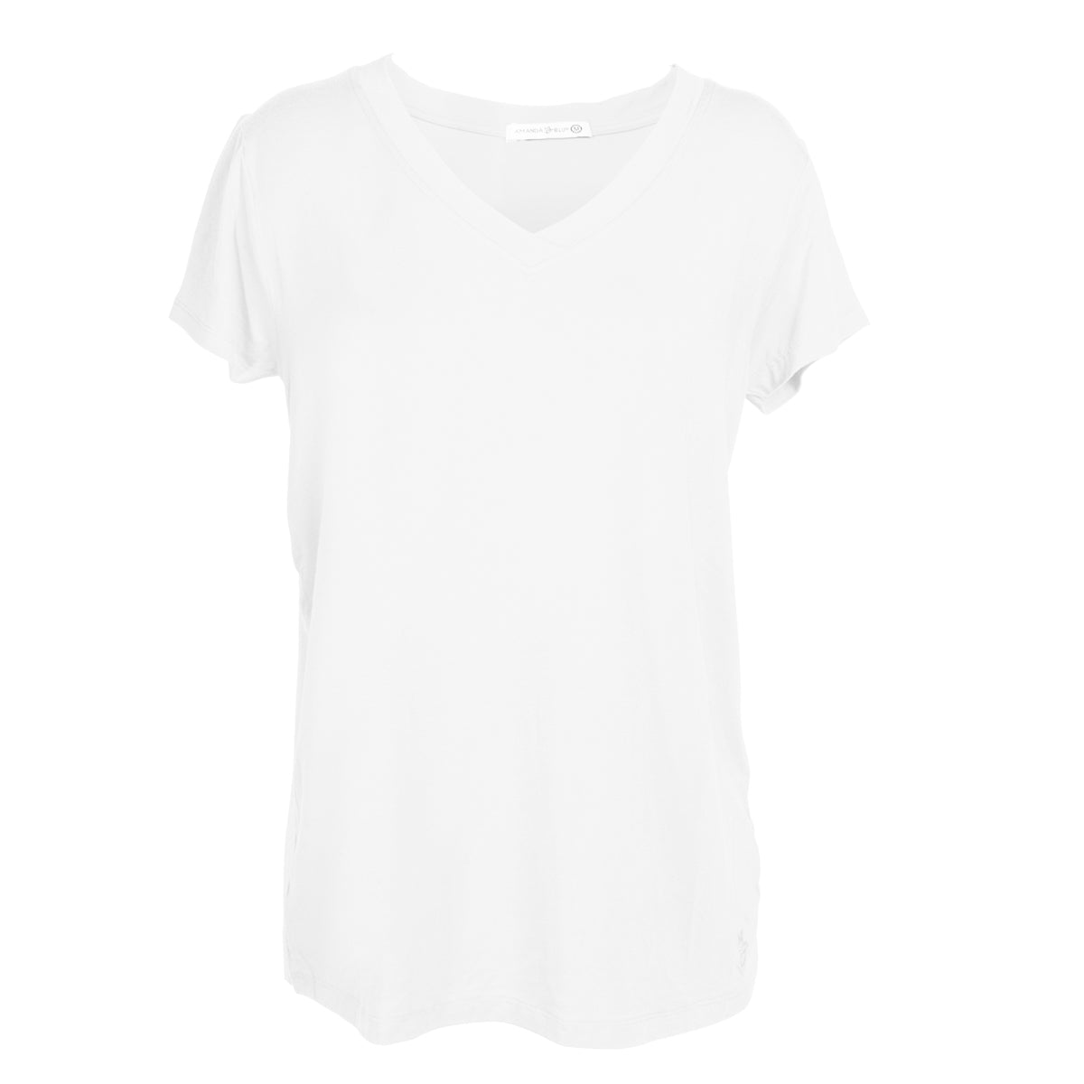 Amanda Blu - White Short Sleeve V Neck Tee