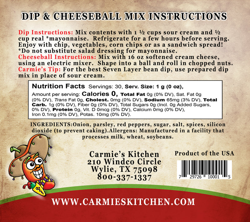 Carmie's Kitchen - Manana Mexican Dip & Cheeseball Mix