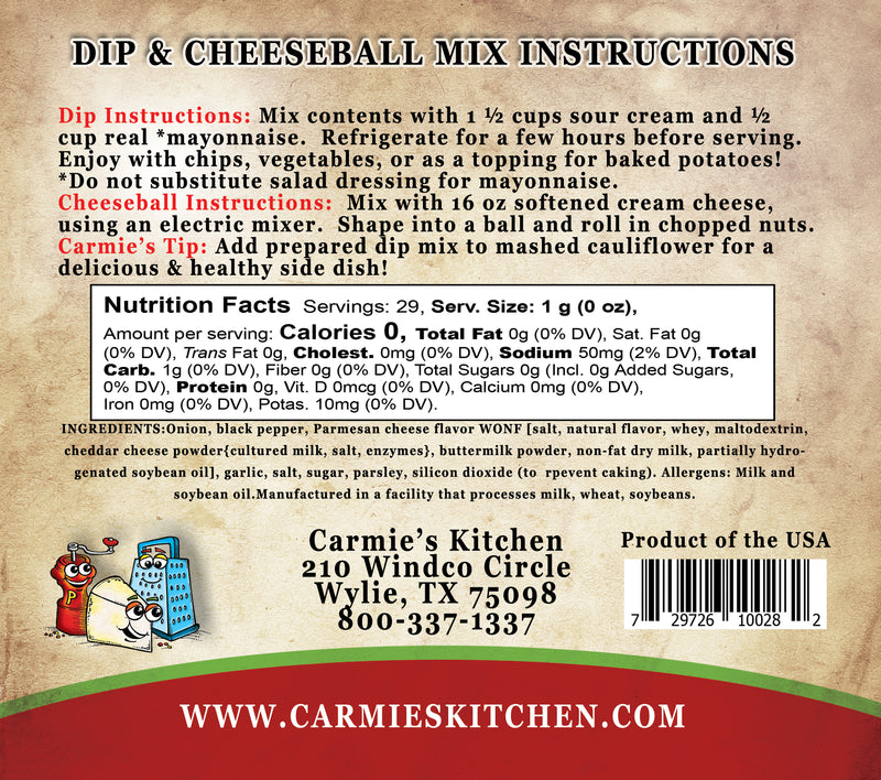 Carmie's Kitchen - Peppercorn Parmesan Dip & Cheeseball Mix