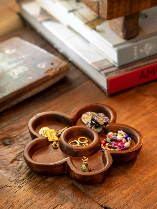 Natural Life - Carved Wood Trinket Dish - Flower