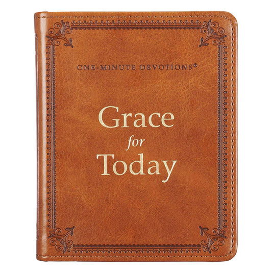 Christian Art Gifts - Grace for Today Brown Faux Leather One-Minute Devotions