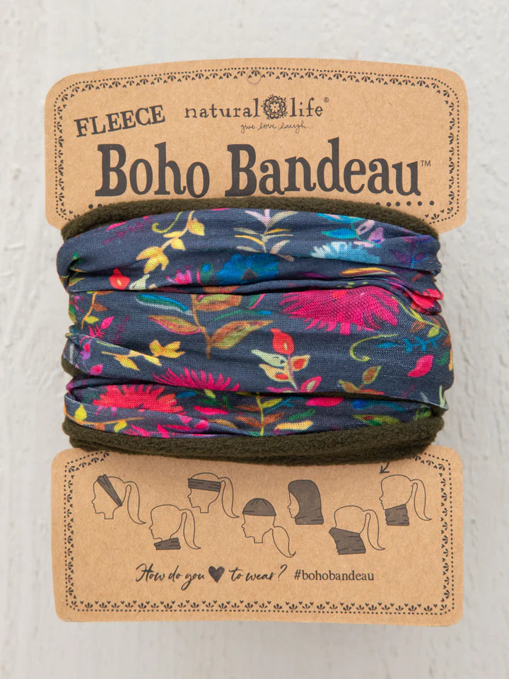 Natural Life - Fleece Boho Bandeau® Headband - Navy Wildflower