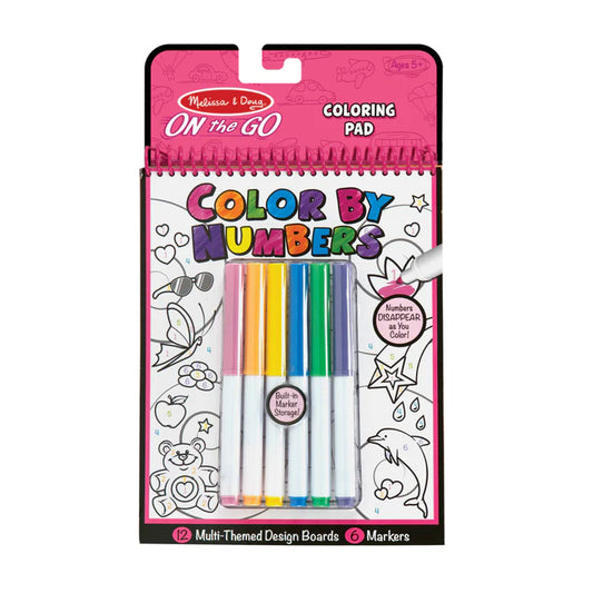 Melissa & Doug - On the Go Color by Numbers Kids' Design Boards With 6 Markers - Unicorns, Ballet, Kittens