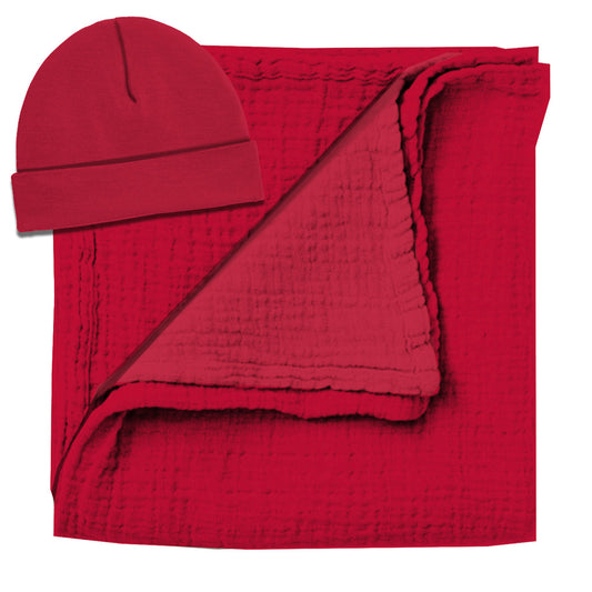 Jane Marie - KIDS RED SWADDLE & BEANIE SET